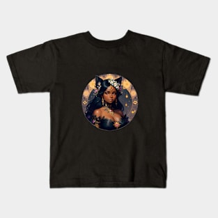 Black Fantasy Dog Woman Kids T-Shirt